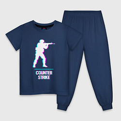 Пижама хлопковая детская Counter Strike в стиле Glitch - Баги Графики, цвет: тёмно-синий