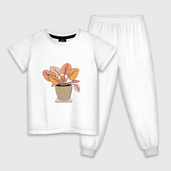 Пижама хлопковая детская Комнатный цветочек, цвет: белый