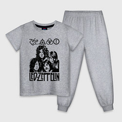 Пижама хлопковая детская Led Zeppelin Black, цвет: меланж