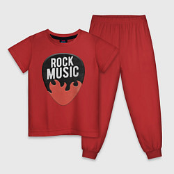 Пижама хлопковая детская Рок Музыка Медиатор, цвет: красный