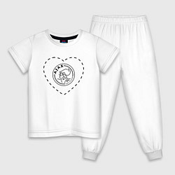 Пижама хлопковая детская Лого Ajax в сердечке, цвет: белый