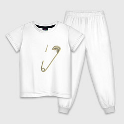 Пижама хлопковая детская Застегните золотую булавку от сглаза, цвет: белый