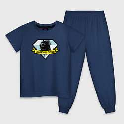 Пижама хлопковая детская Пёс Доге на логотипе, цвет: тёмно-синий