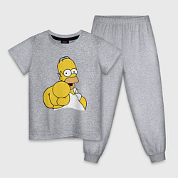 Пижама хлопковая детская Гомер Симпсон указывает пальцем, цвет: меланж