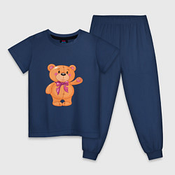 Пижама хлопковая детская Милый плюшевый медвеженок, цвет: тёмно-синий