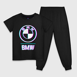 Детская пижама Значок BMW в стиле glitch