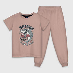 Пижама хлопковая детская Акула боксер, цвет: пыльно-розовый