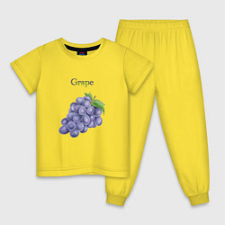 Пижама хлопковая детская Grape виноград, цвет: желтый