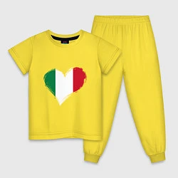 Пижама хлопковая детская Сердце - Италия, цвет: желтый