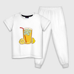 Пижама хлопковая детская Стакан с лимонным соком, цвет: белый