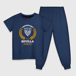 Пижама хлопковая детская Лого Sevilla и надпись legendary football club, цвет: тёмно-синий