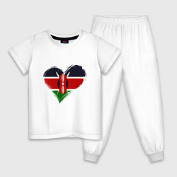 Пижама хлопковая детская Сердце - Кения, цвет: белый