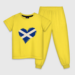 Пижама хлопковая детская Сердце - Шотландия, цвет: желтый