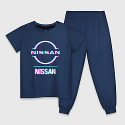 Детская пижама Значок Nissan в стиле glitch