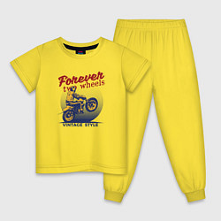 Пижама хлопковая детская Винтажный стиль мотоциклист, цвет: желтый