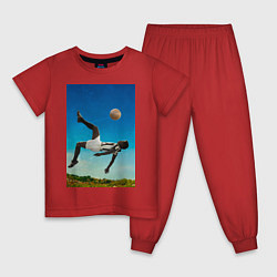 Пижама хлопковая детская Удар Пеле, цвет: красный