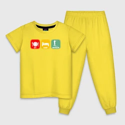 Пижама хлопковая детская Есть Спать Биатлон, цвет: желтый