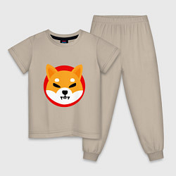 Пижама хлопковая детская Shiba Inu SHIB, цвет: миндальный