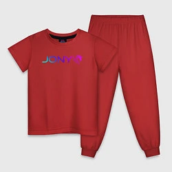 Пижама хлопковая детская Джони - неон, цвет: красный