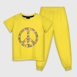 Пижама хлопковая детская Pacific flowers, цвет: желтый