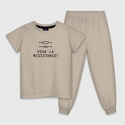 Пижама хлопковая детская Viva la resistance, цвет: миндальный