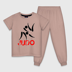 Пижама хлопковая детская Дзюдо символ, цвет: пыльно-розовый