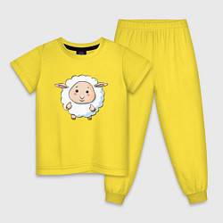 Пижама хлопковая детская Маленькая овечка, цвет: желтый