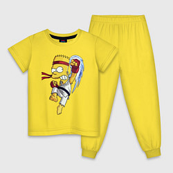 Пижама хлопковая детская Боец Барт Симпсон - чёрный пояс, цвет: желтый