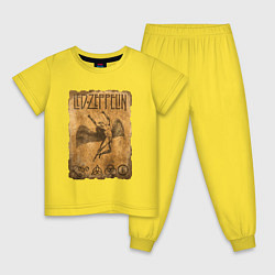 Пижама хлопковая детская Led zeppelin swan song logo, цвет: желтый