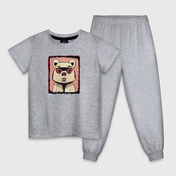 Пижама хлопковая детская Милый медведик, цвет: меланж