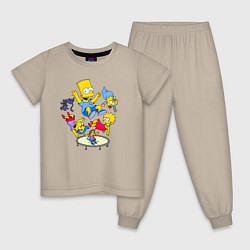 Детская пижама Персонажи из мультфильма Симпсоны прыгают на батут