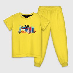 Пижама хлопковая детская Вся команда DC Лига Суперпитомцы, цвет: желтый