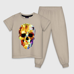 Пижама хлопковая детская Color skull - sketch, цвет: миндальный