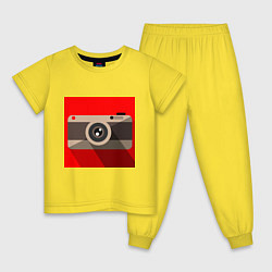Пижама хлопковая детская Фотоаппарат flat, цвет: желтый
