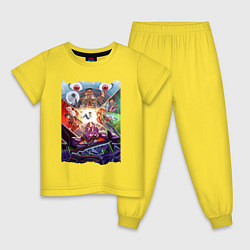 Пижама хлопковая детская Евангелион персонажи, цвет: желтый