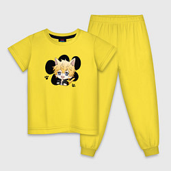 Пижама хлопковая детская Такемиччи, цвет: желтый