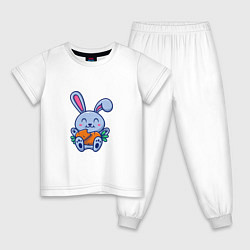 Пижама хлопковая детская Любитель морковки, цвет: белый