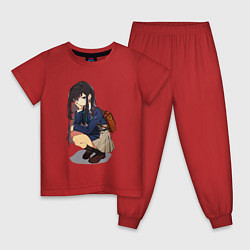 Пижама хлопковая детская Такина из Ликорис рекоил, цвет: красный