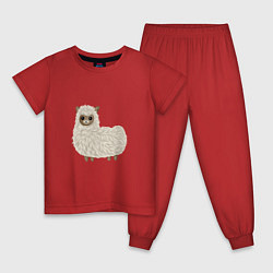 Пижама хлопковая детская Лама альпака милое животное, цвет: красный