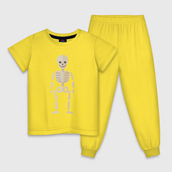 Пижама хлопковая детская Милый скелетик, цвет: желтый