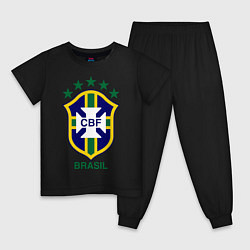 Пижама хлопковая детская Brasil CBF, цвет: черный