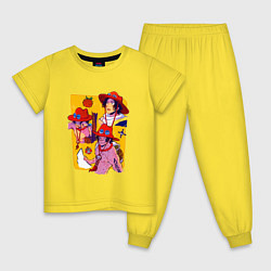 Пижама хлопковая детская Эйс во всей красе - Ван Пис, цвет: желтый