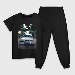 Пижама хлопковая детская BMW E36, цвет: черный