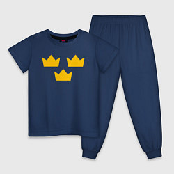 Пижама хлопковая детская Шведский хоккей, цвет: тёмно-синий