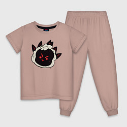 Пижама хлопковая детская Cult of the Lamb - Овечка злобно удивлена, цвет: пыльно-розовый