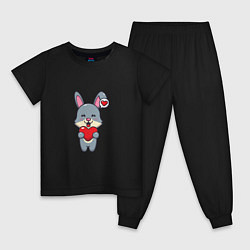 Пижама хлопковая детская Lover Bunny, цвет: черный