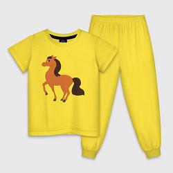 Пижама хлопковая детская Конь, цвет: желтый