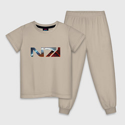 Пижама хлопковая детская Mass Effect N7 -Shooter, цвет: миндальный