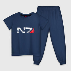 Пижама хлопковая детская Mass Effect N7 - Logotype, цвет: тёмно-синий
