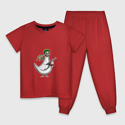 Пижама хлопковая детская Голубь мира с автоматом, цвет: красный